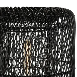 Lampadaire 39x39cm rotin couleur noire pieds acier FOLELLI