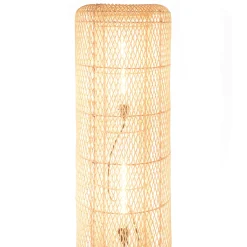 Lampadaire 39x39cm rotin naturel pieds acier noir FOLELLI