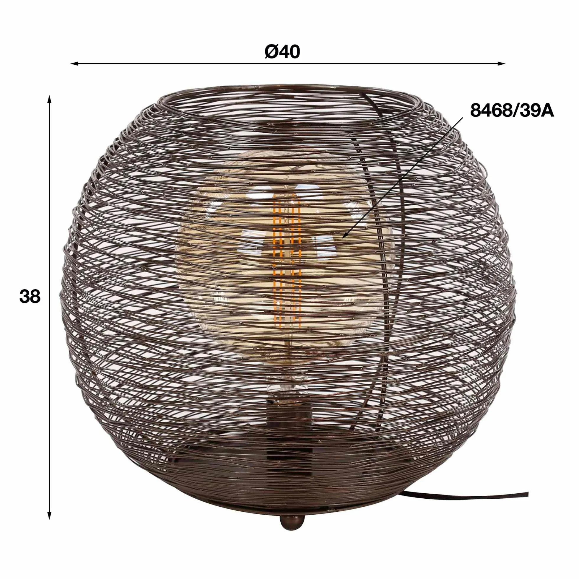 Lampe boule noire filaire D 40 cm NOVA