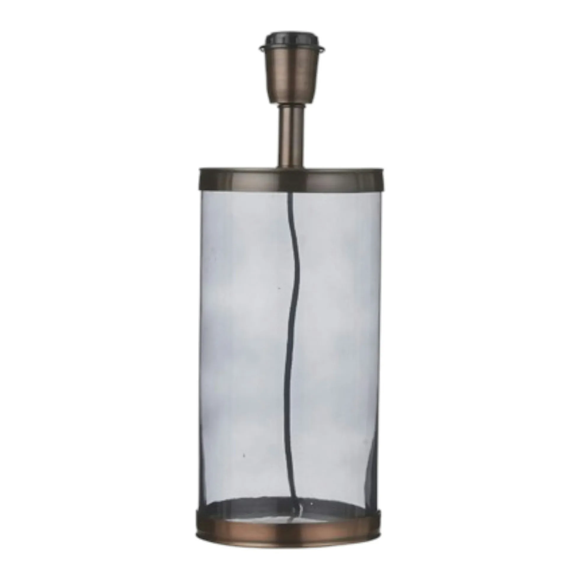 Lampe Cylindrique en métal cuivré en verre grisé D15xH30cm
