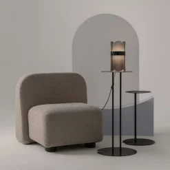 Lampe de chevet moderne en verre fumé – forme corolle ELY