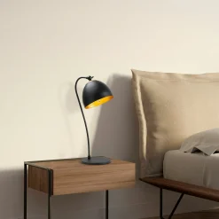 Lampe de chevet moderne noire et dorée, 54 cm SILE
