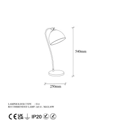 Lampe de chevet moderne noire et dorée, 54 cm SILE