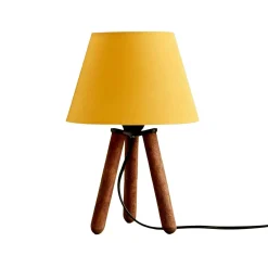 Lampe de chevet trépied moderne, abat-jour jaune KILIS