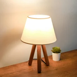 Lampe de chevet trépied moderne, abat-jour blanc KILIS