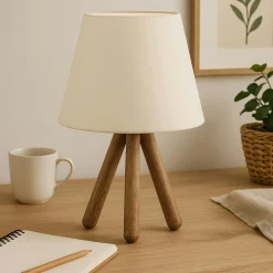Lampe de chevet trépied moderne, abat-jour écru KILIS