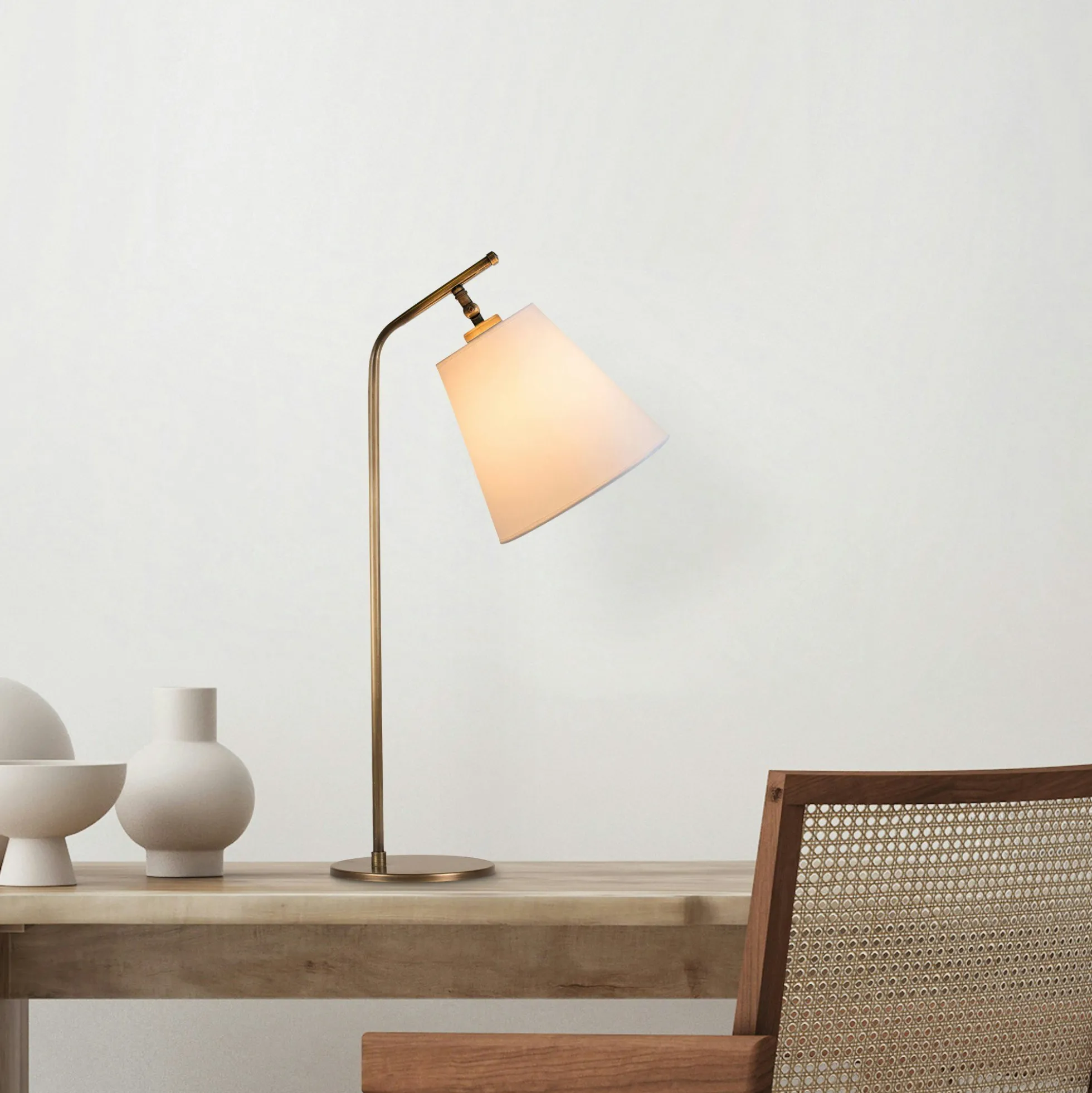 Lampe de chevet vintage, abat-jour écru orientable ZURICH