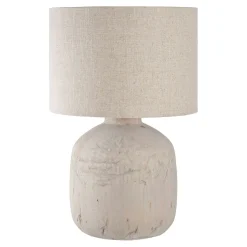 Lampe de salon beige céramique et tissu KARS