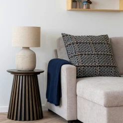 Lampe de salon beige céramique et tissu KARS