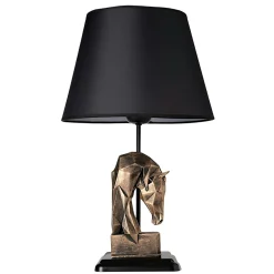 Lampe de salon décorative noire, tête de cheval dorée SILE