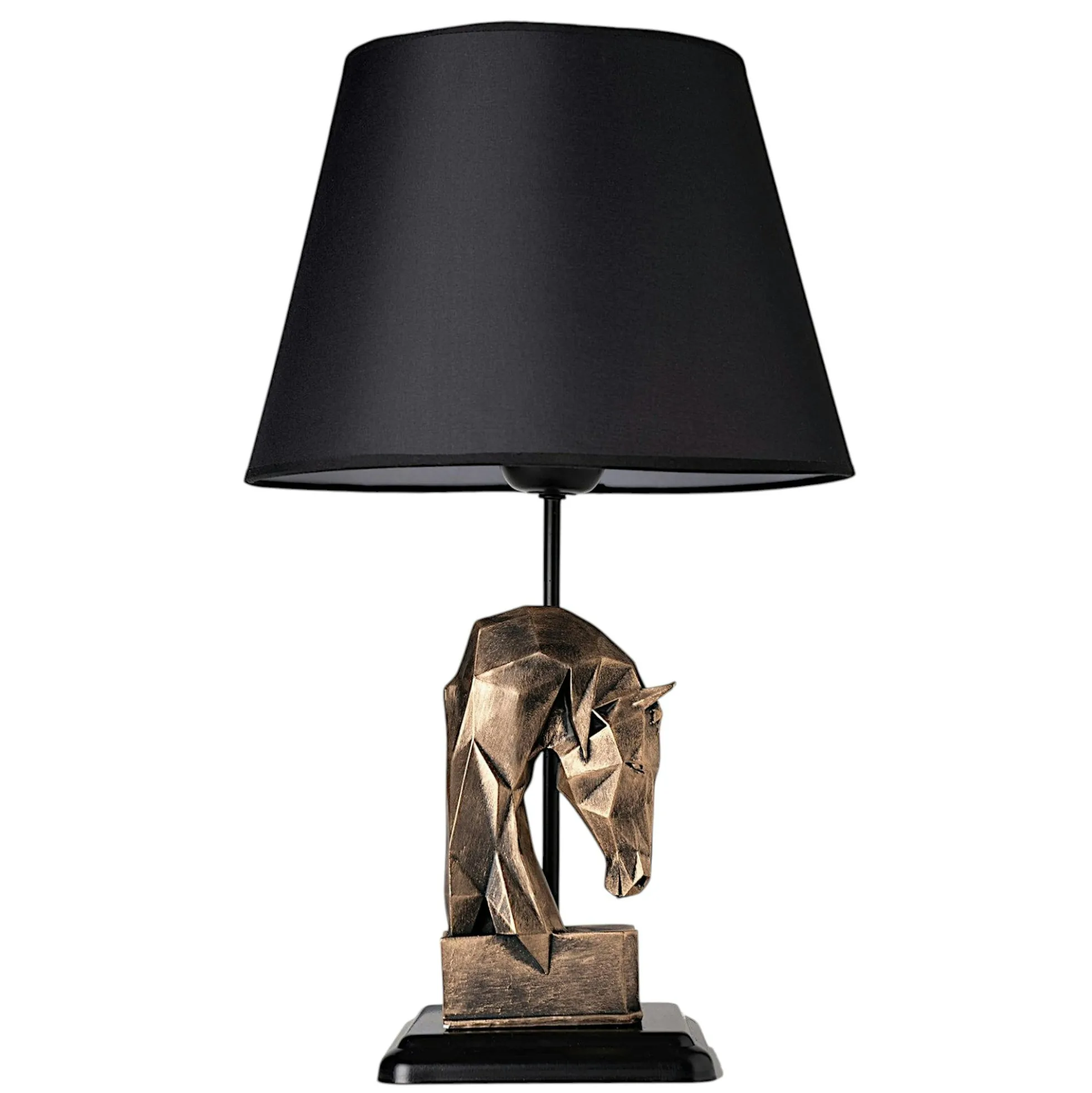 Lampe de salon décorative noire, tête de cheval dorée SILE