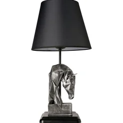 Lampe de salon décorative noire, tête de cheval argentée SILE