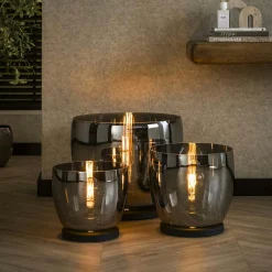 Lampe de salon moderne avec vasque en verre gris fumé 32 cm NIAGARA
