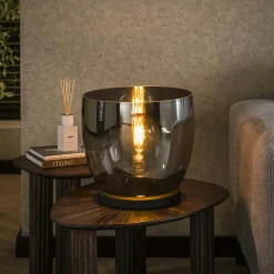 Lampe de salon moderne avec vasque en verre gris fumé 32 cm NIAGARA