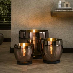 Lampe de salon moderne avec vasque en verre cuivré 41 cm NIAGARA
