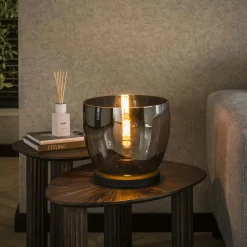 Lampe de salon moderne avec vasque en verre gris fumé 27 cm NIAGARA