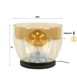 Lampe de salon moderne avec vasque en verre ambré 41 cm NIAGARA