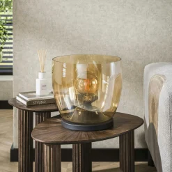 Lampe de salon moderne avec vasque en verre ambré 32 cm NIAGARA