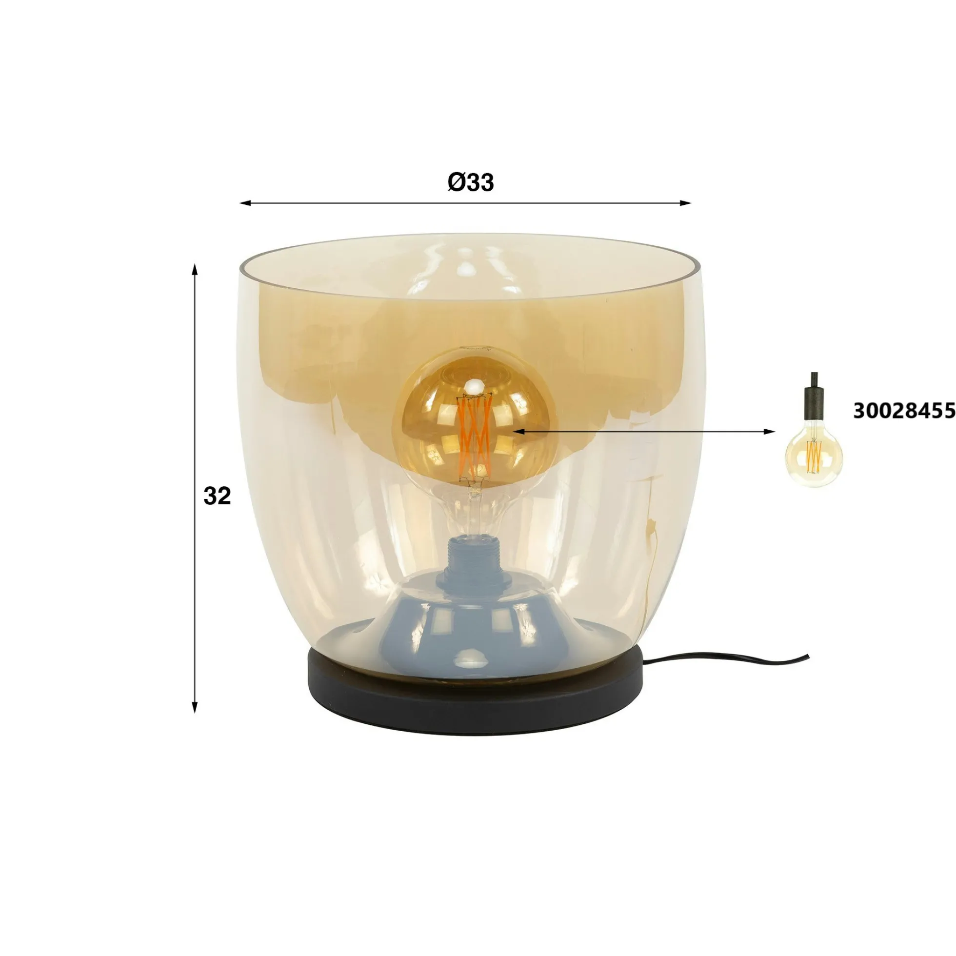 Lampe de salon moderne avec vasque en verre ambré 32 cm NIAGARA