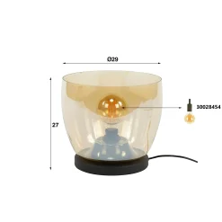 Lampe de salon moderne avec vasque en verre ambré 27 cm NIAGARA
