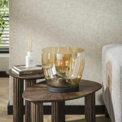 Lampe de salon moderne avec vasque en verre ambré 27 cm NIAGARA
