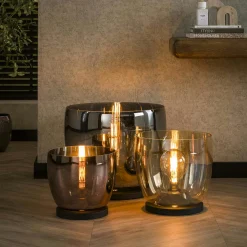 Lampe de salon moderne avec vasque en verre ambré 27 cm NIAGARA