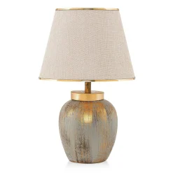 Lampe de salon moderne chic dorée, abat-jour écru KARS