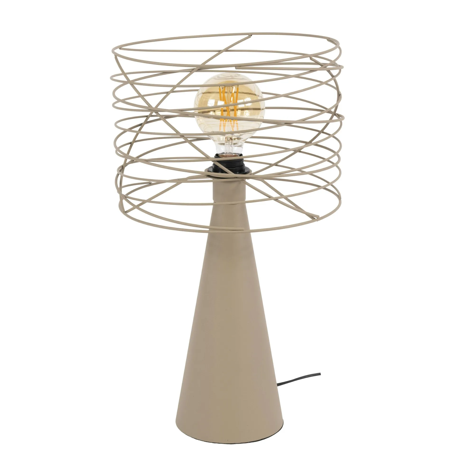 Lampe de salon métal beige pied conique RALF