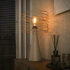 Lampe de salon métal beige pied conique RALF