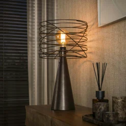 Lampe de salon métal marron pied conique RALF