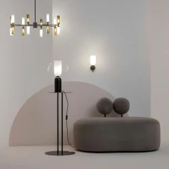 Lampe de salon noire rétro – verre et céramique WINDER
