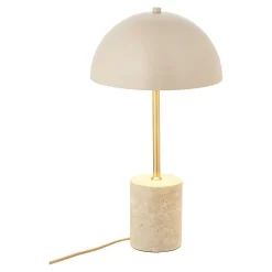 Lampe de table design marbre beige et métal doré KARS