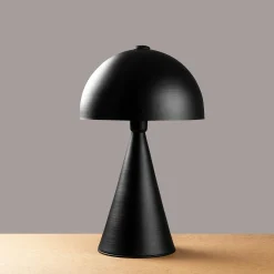 Lampe de table design noire, abat-jour rond vintage SILE