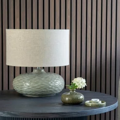 Lampe de table en céramique verte KARS