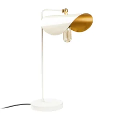 Lampe de table moderne blanche, abat-jour galbé SINOP