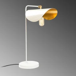Lampe de table moderne blanche, abat-jour galbé SINOP