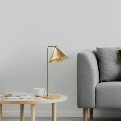 Lampe de table moderne dorée, abat-jour conique SILE