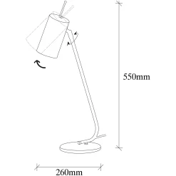 Lampe de table vintage, abat-jour tube orientable SFAX