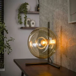 Lampe de table vintage anneau en verre ambré NIAGARA