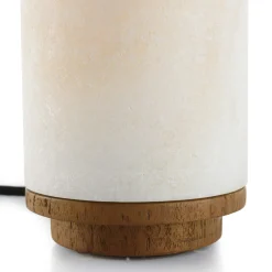 Lampe de table 10x10cm en pierre naturelle d'onyx et teck FOLELLI