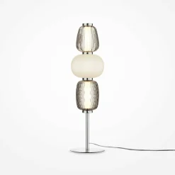 Lampe à poser argent LED – abat‑jour verre bijoux SYCOMORE