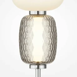 Lampe à poser argent LED – abat‑jour verre bijoux SYCOMORE