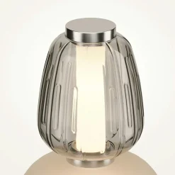Lampe à poser argent LED – abat‑jour verre bijoux SYCOMORE