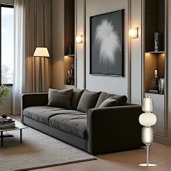 Lampe à poser argent LED – abat‑jour verre bijoux SYCOMORE