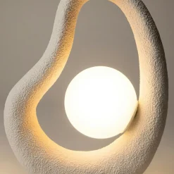 Lampe à poser blanche texturée – globe central LULING