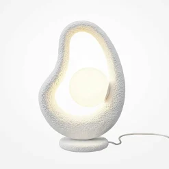 Lampe à poser blanche texturée – globe central LULING