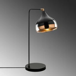 Lampe à poser design noir & cuivre, abat-jour orientable SILE