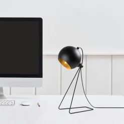 Lampe à poser design noire, abat-jour rond en métal SILE