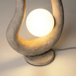 Lampe à poser grise effet béton – globe central LULING