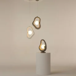 Lampe à poser grise effet béton – globe central LULING